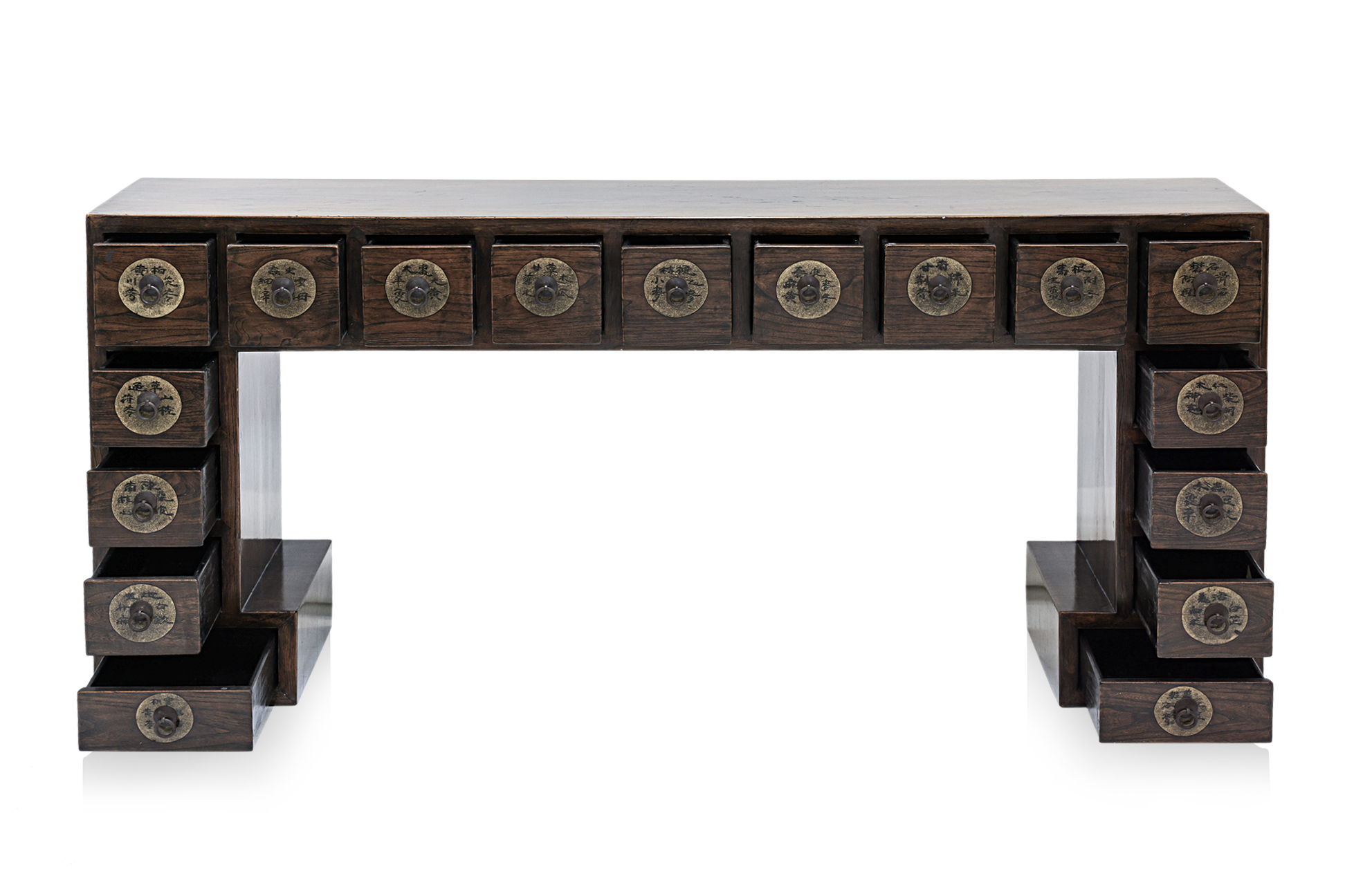 A MEDICINE CABINET STYLE ELM CONSOLE TABLE - Image 2 of 3