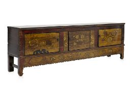 A CHINESE LOW PAINTED SIDEBOARD