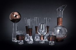 A GROUP OF TOM DIXON 'TANK' GLASSES, DECANTER AND A VASE