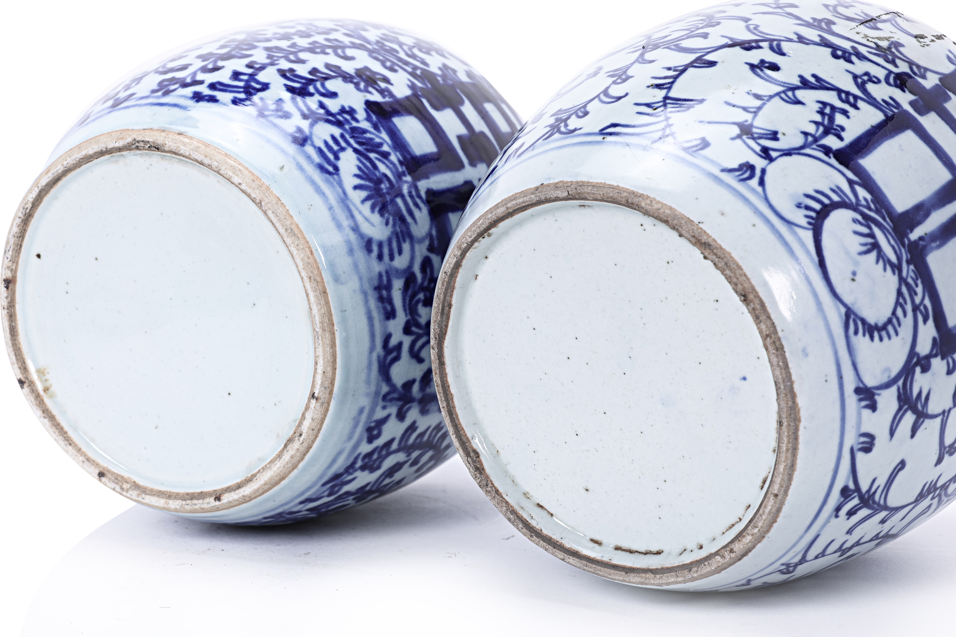 TWO BLUE AND WHITE PORCELAIN DOUBLE HAPPINESS GINGER JARS - Image 3 of 3