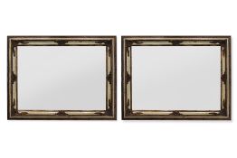 A PAIR OF GILT AND CREAM PAINTED RECTANGULAR WALL MIRRORS