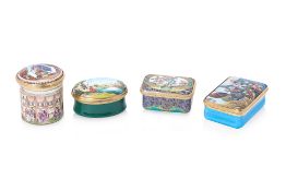 A GROUP OF FOUR HALCYON DAYS ENAMEL BOXES