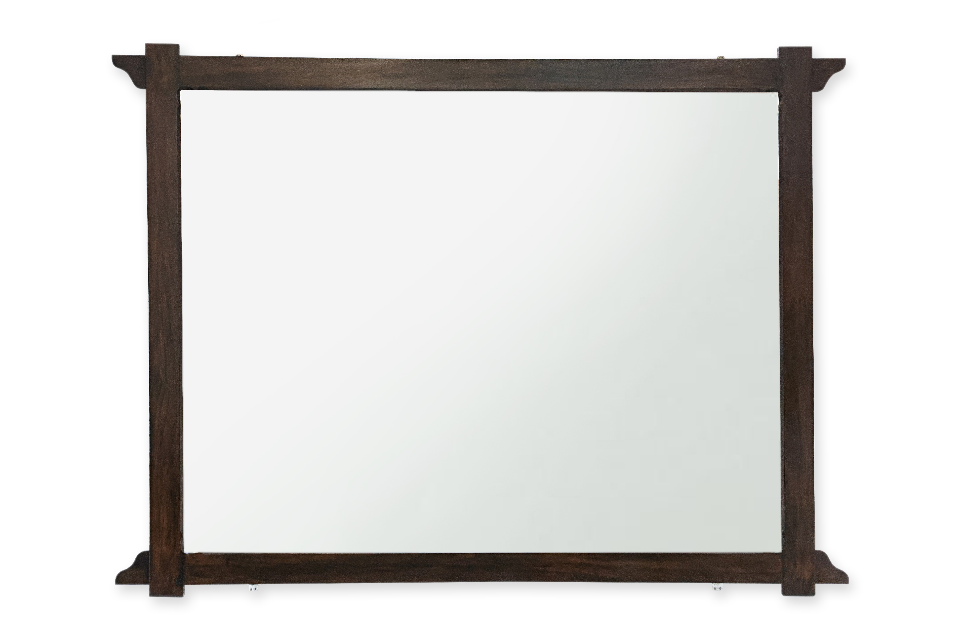 A LARGE WOOD FRAMED WALL MIRROR