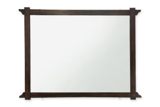 A LARGE WOOD FRAMED WALL MIRROR