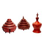 A GROUP OF THREE BURMESE LACQUER HSUN OK OFFERING VESSELS