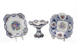 A GROUP OF RUSSIAN GZHEL FLORAL DECORATED PORCELAIN ITEMS