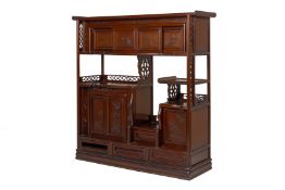 A CARVED ROSEWOOD SIDE CABINET