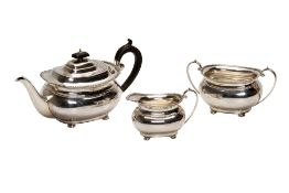 AN ENGLISH SILVER THREE PIECE TEA SERVICE