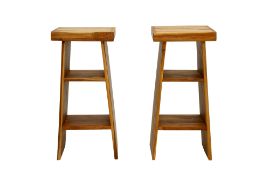 A PAIR OF CONTEMPORARY WOOD SIDE TABLES