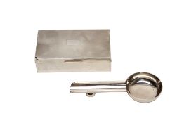 A SILVER CIGAR REST AND A SILVER CIGARETTE BOX