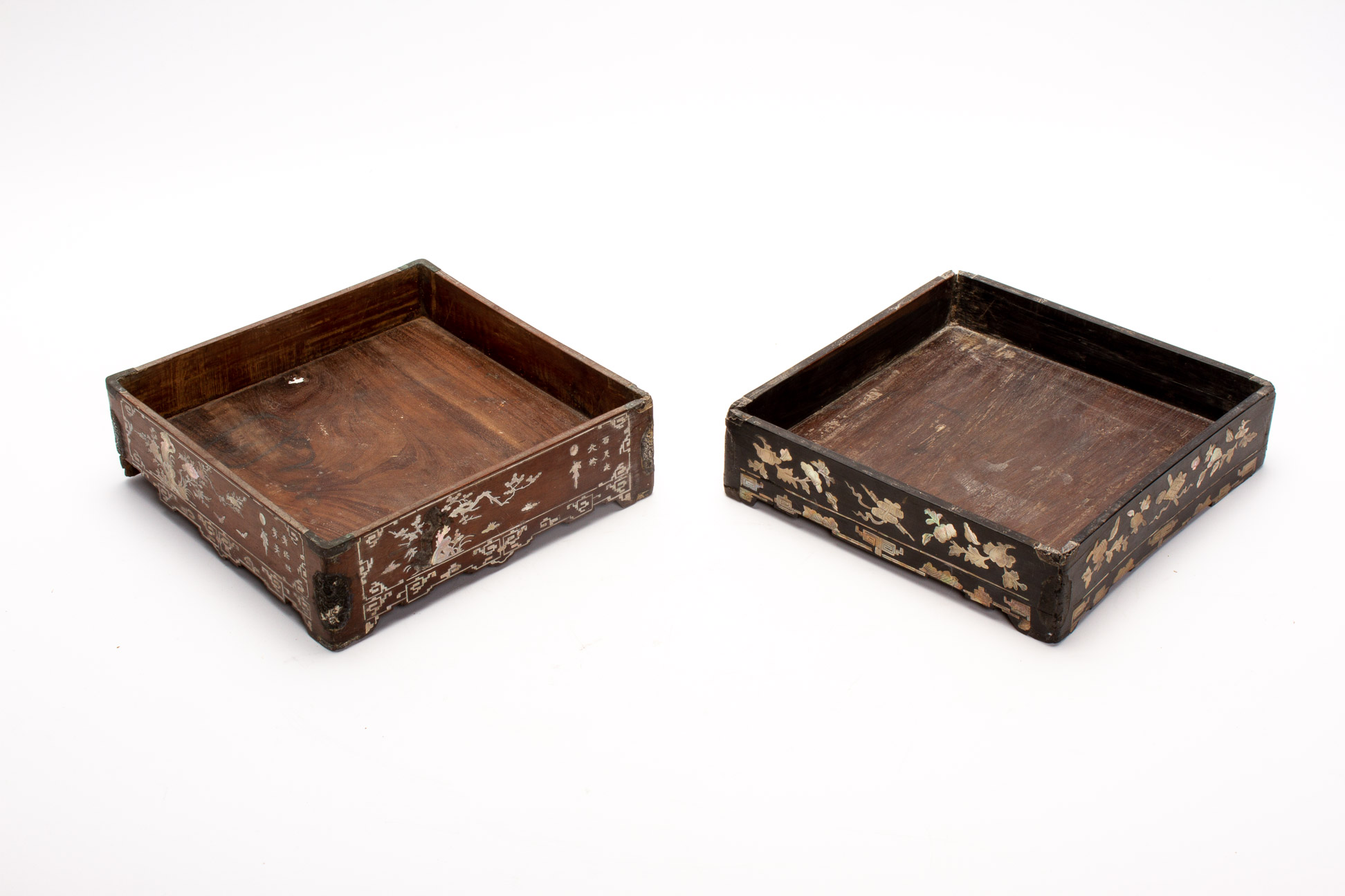 TWO SQUARE MOTHER OF PEARL INLAID TRAYS - Image 2 of 5