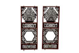 A PAIR OF CARVED LATTICE PANELS