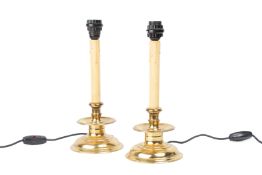 A PAIR OF BRASS TABLE LAMPS