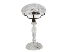 A LARGE CUT GLASS TABLE LAMP