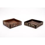 TWO SQUARE MOTHER OF PEARL INLAID TRAYS