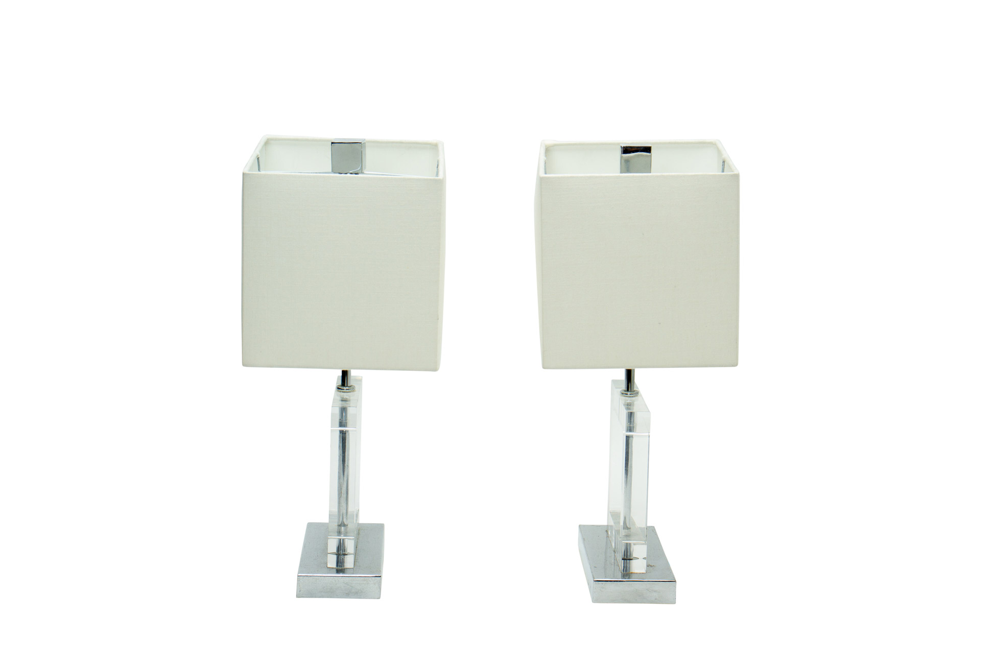 A PAIR OF CONTEMPORARY ACRYLIC AND CHROME PLATED TABLE LAMPS - Image 2 of 10