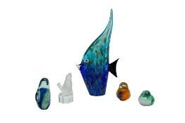 A GROUP OF GLASS MODELS OF ANIMALS