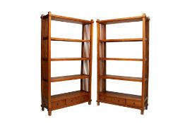 A PAIR OF TEAK OPEN BOOKCASES