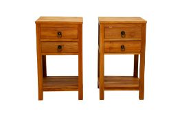 A PAIR OF TEAK SIDE TABLES