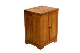 A TEAK FOLD OUT BAR STYLE CABINET