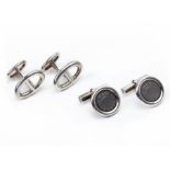 TWO PAIRS OF HERMES SILVER CUFFLINKS