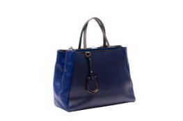 A FENDI BLUE '2JOURS' LEATHER HANDBAG