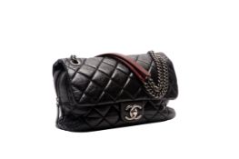 A CHANEL BLACK LEATHER PORTOBELLO CLASSIC FLAP BAG