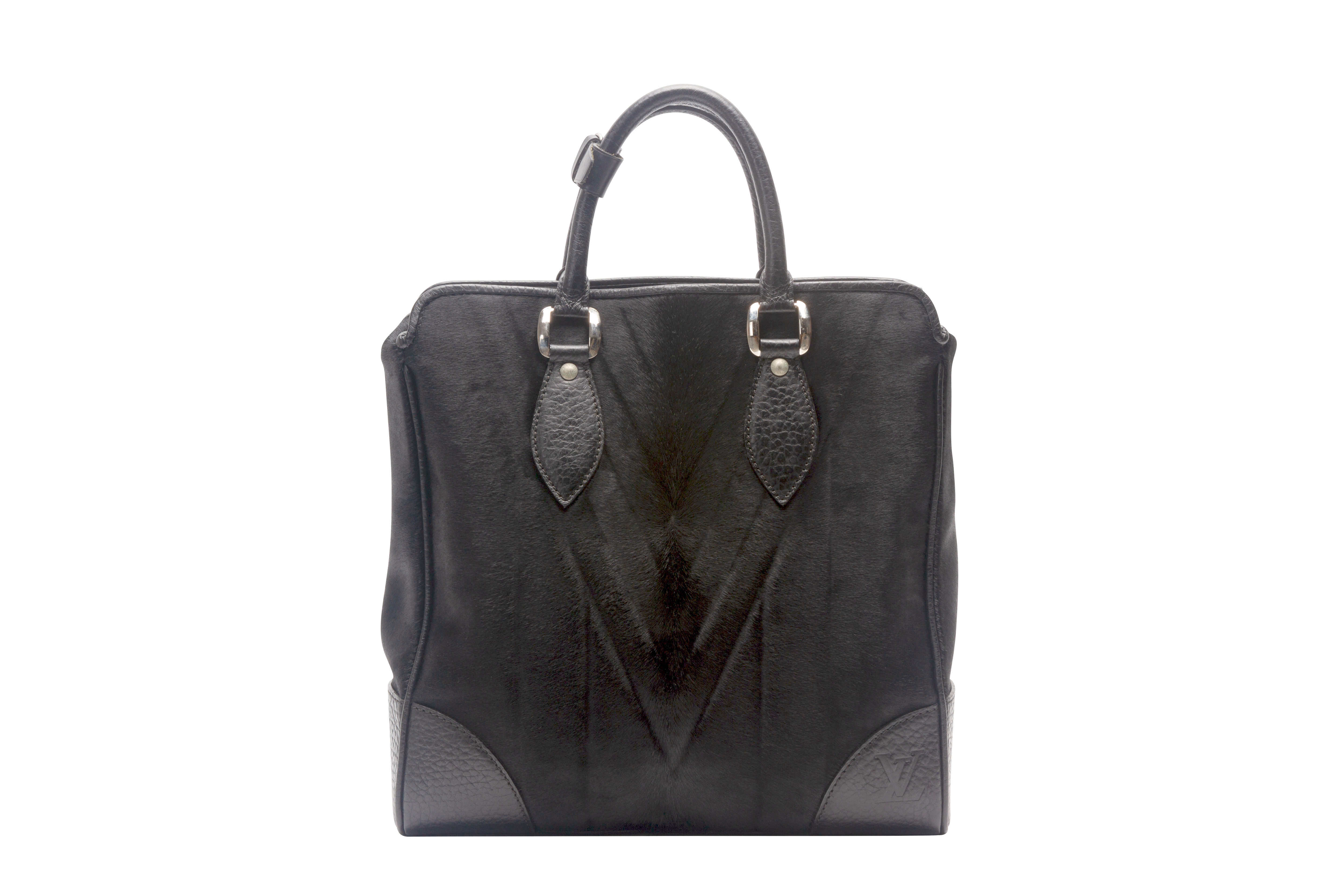 A LOUIS VUITTON BLACK PONYSKIN TOTE - Image 2 of 8