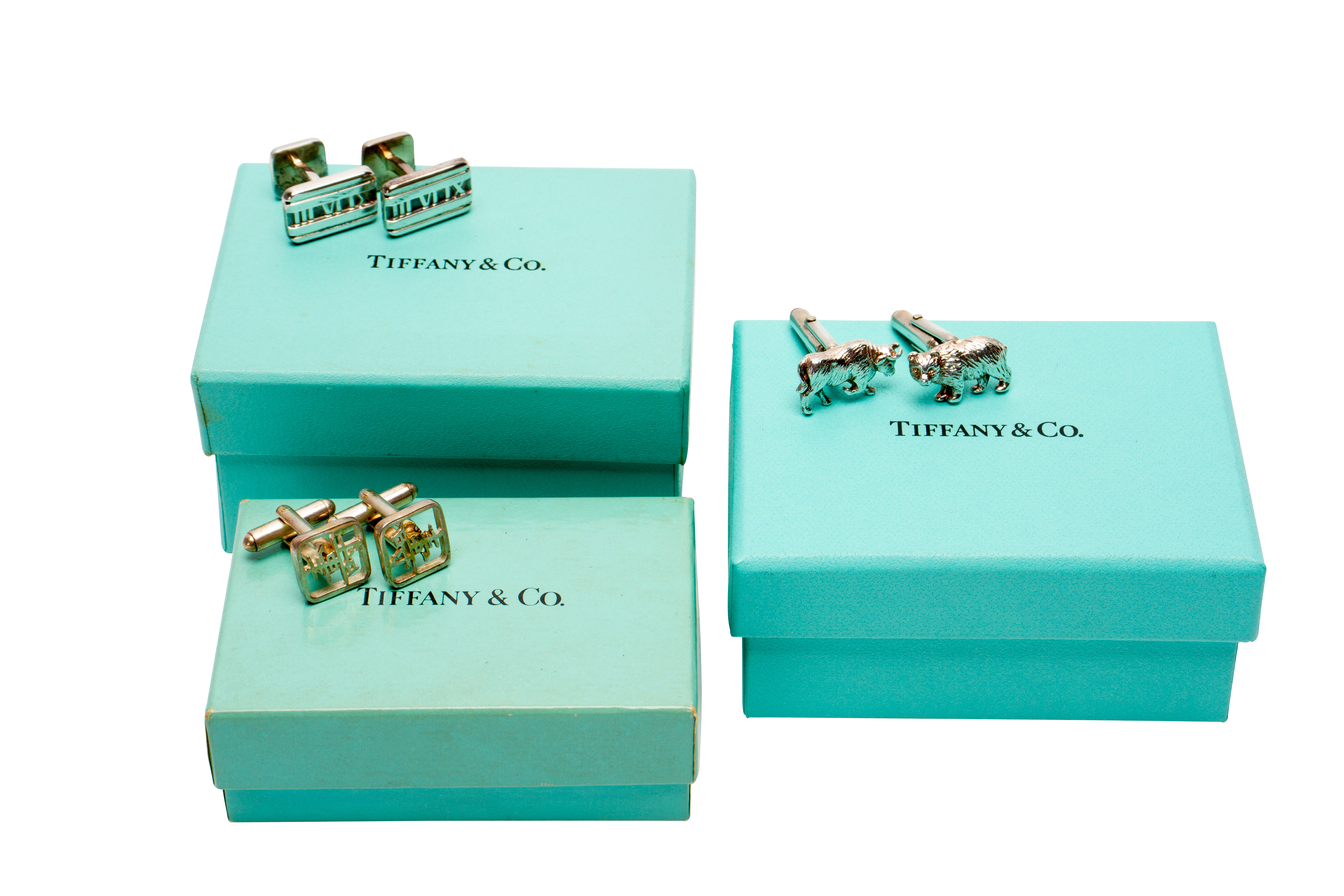 TWO PAIRS OF TIFFANY SILVER CUFFLINKS AND ONE OTHER - Image 2 of 3