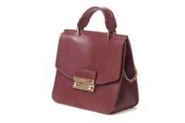 A FURLA BURGUNDY LEATHER HANDBAG