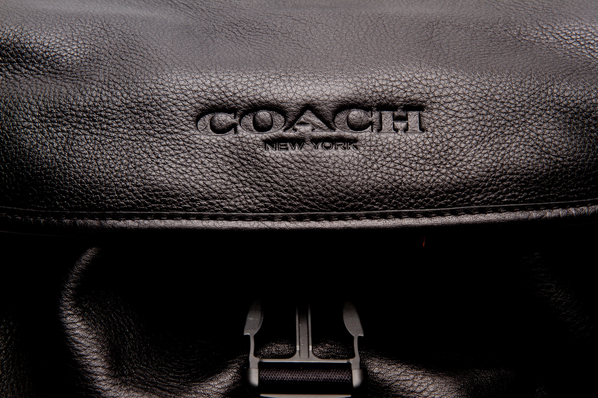 A COACH BLACK LEATHER BACKPACK - Image 2 of 3