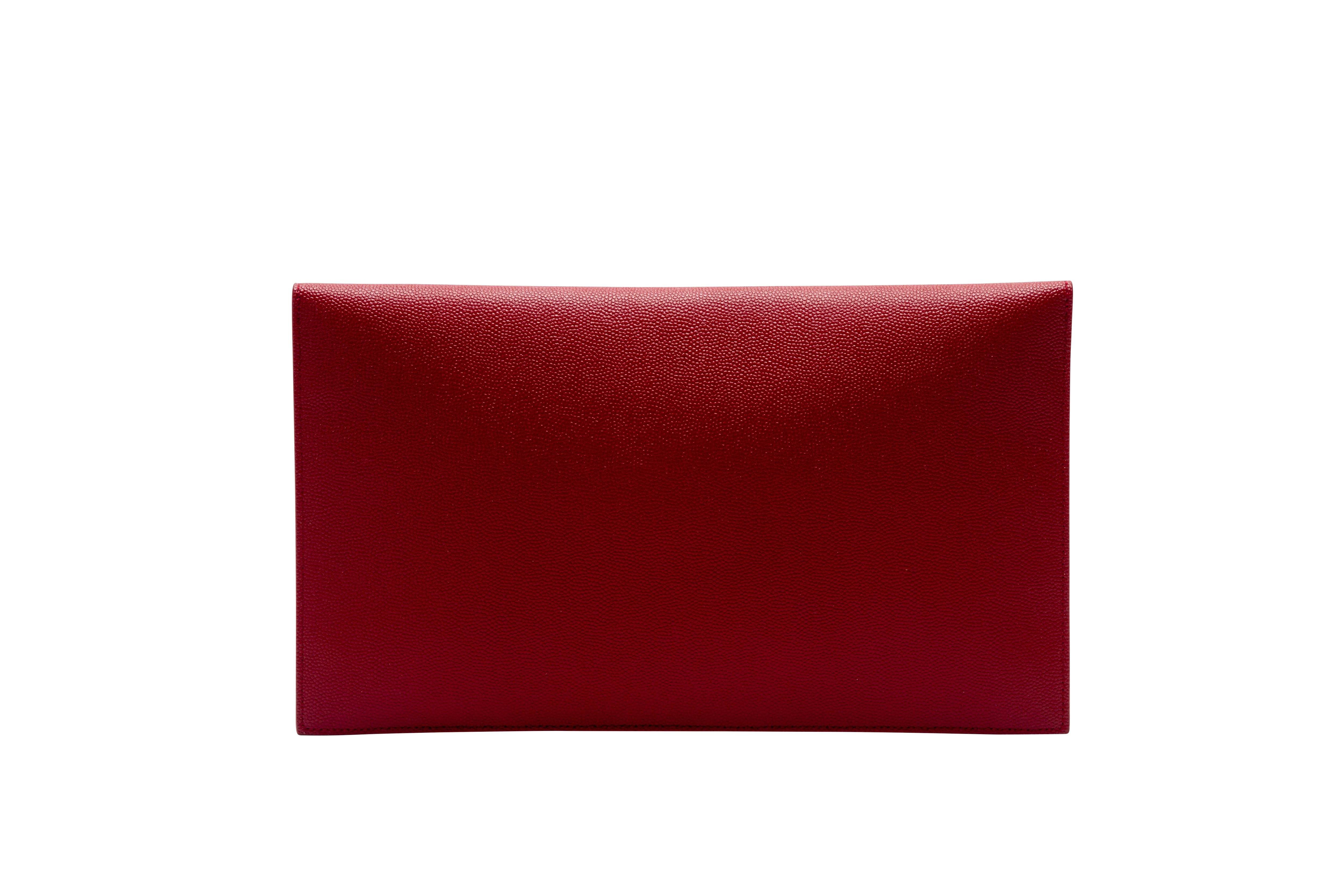 AN YVES SAINT LAURENT RED LEATHER UPTOWN CLUTCH BAG - Image 3 of 4