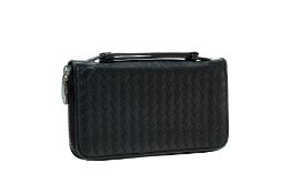 A BOTTEGA VENETA INTRECCIATO WOVEN LEATHER LONG WALLET