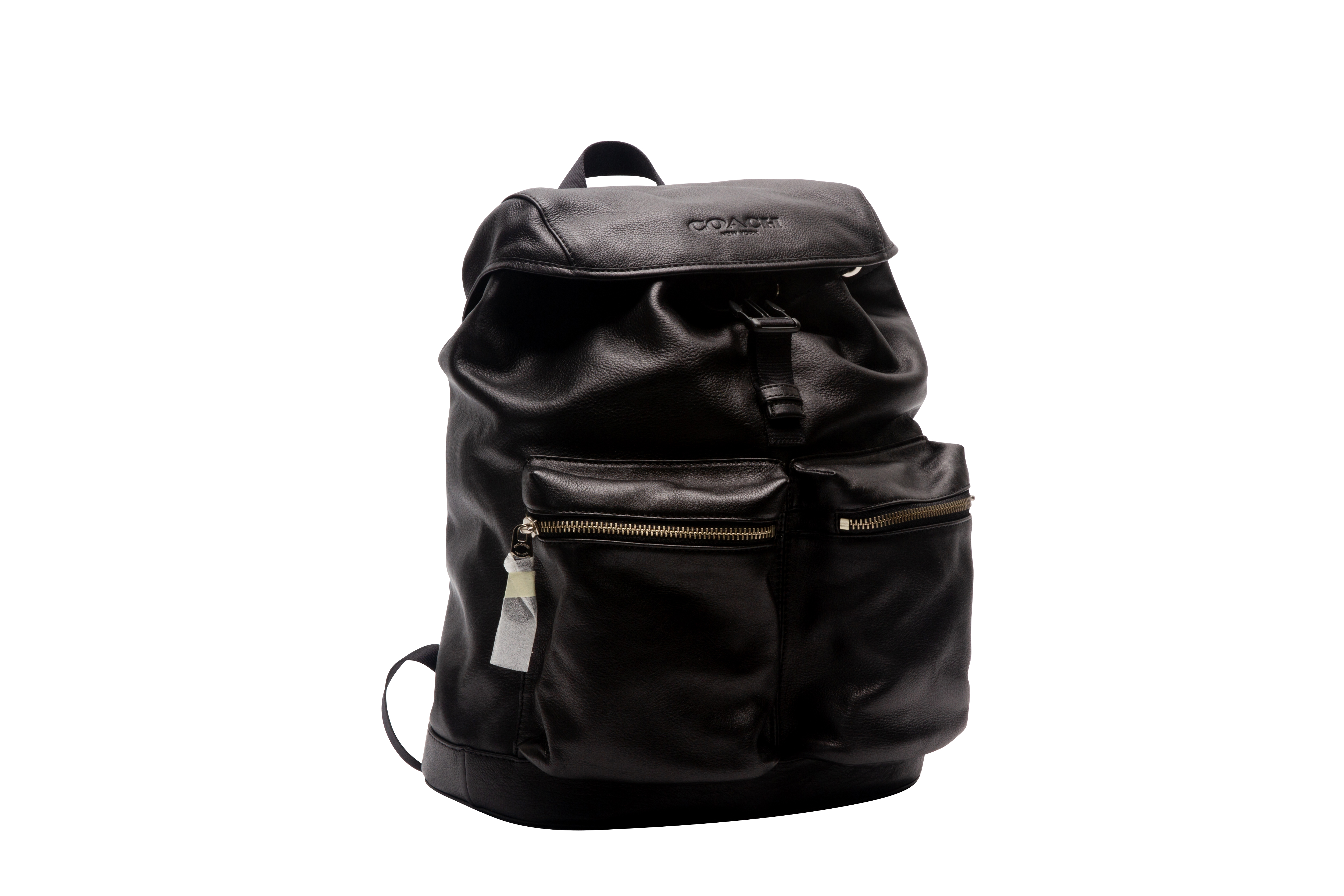 A COACH BLACK LEATHER BACKPACK