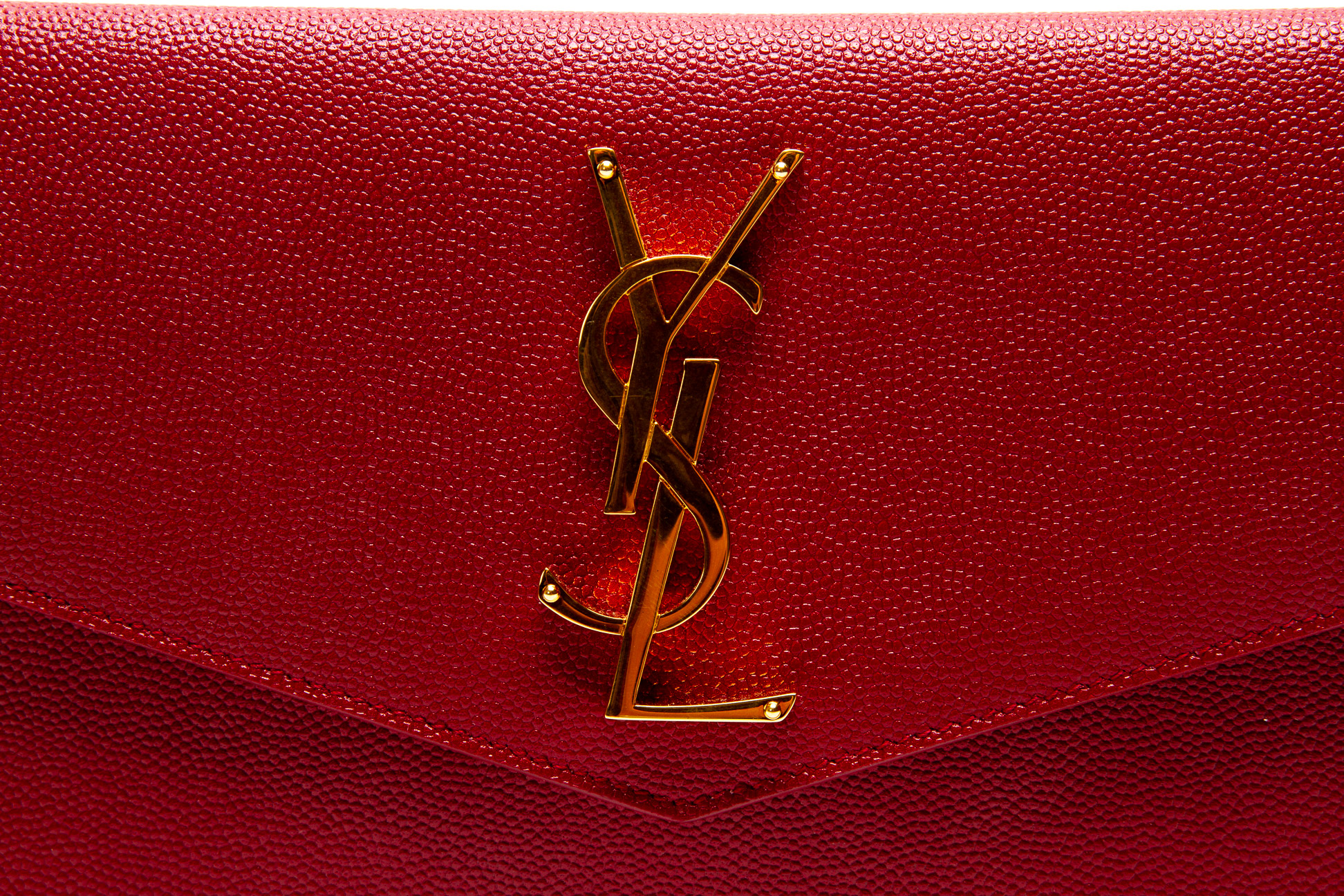 AN YVES SAINT LAURENT RED LEATHER UPTOWN CLUTCH BAG - Image 4 of 4