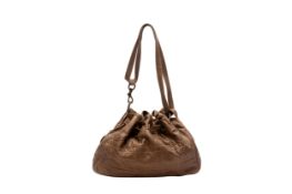 A CHRISTIAN DIOR CANNAGE DRAWSTRING LEATHER SHOULDER BAG