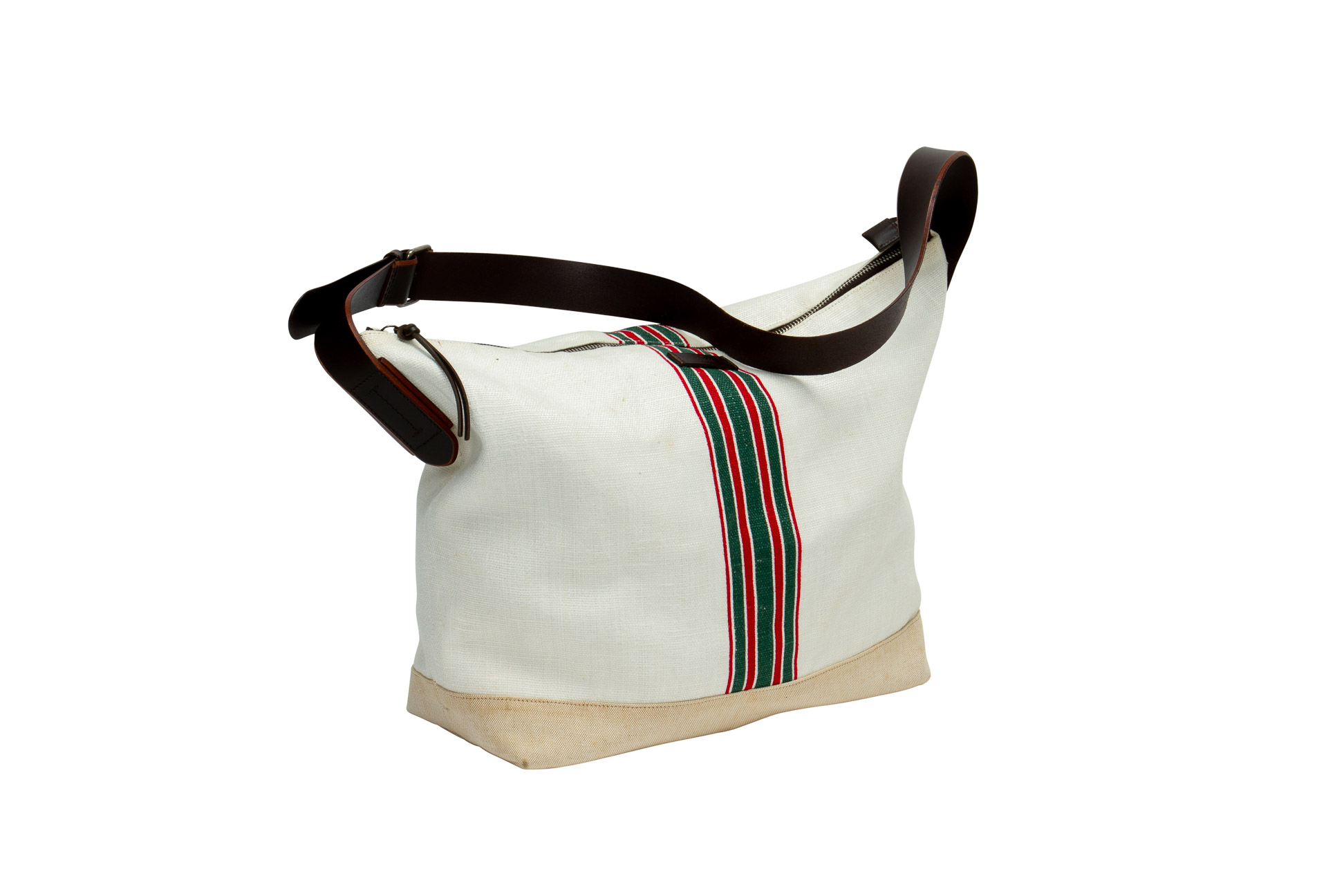 A GUCCI CANVAS AND LEATHER TOTE BAG