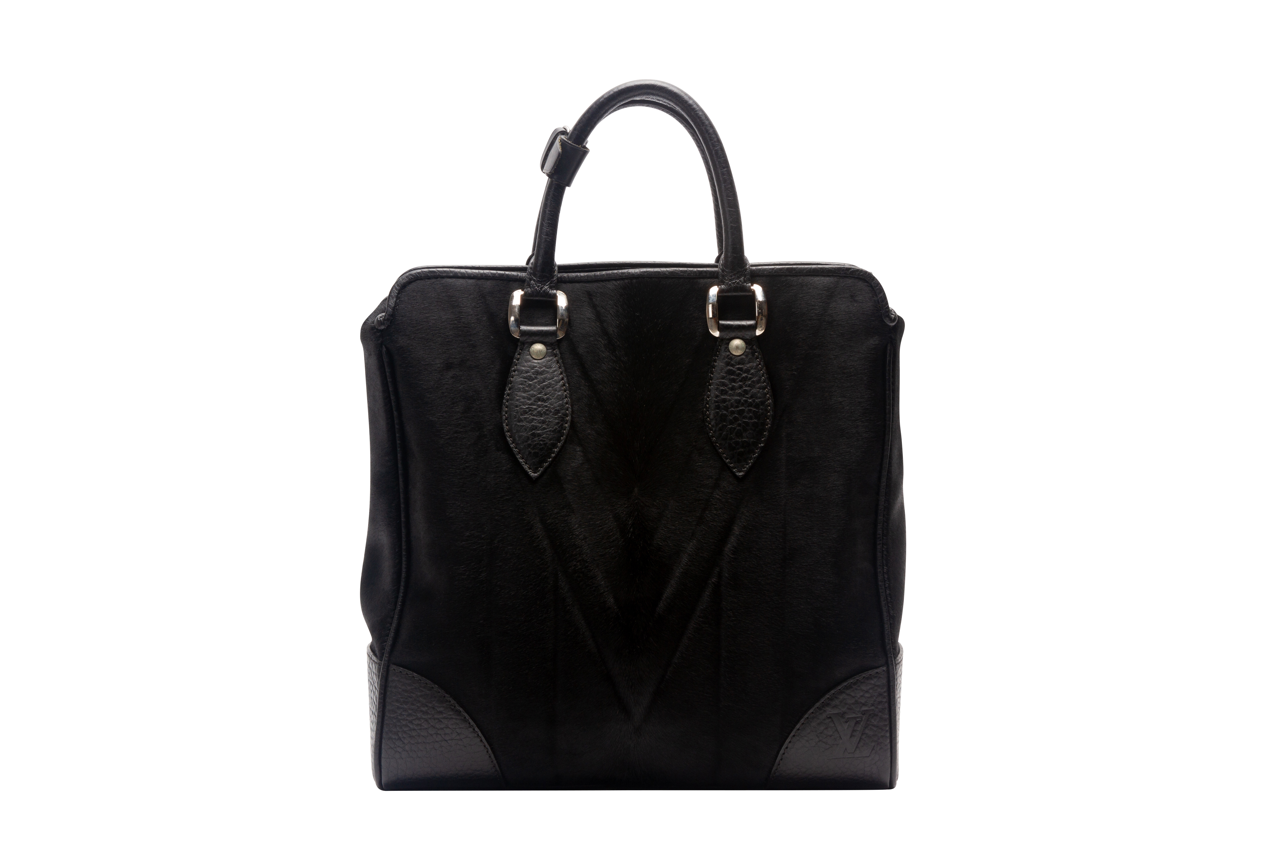 A LOUIS VUITTON BLACK PONYSKIN TOTE - Image 3 of 8