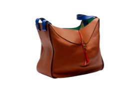 A LOEWE HAMMOCK TAN AND MULTICOLOURED LEATHER HANDBAG