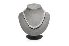 A SOUTH SEA BAROQUE CULTURED PEARL GRADUATED NECKLACE