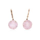 A PAIR OF ROSE QUARTZ DROP EARRINGS