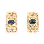 A PAIR OF SAPPHIRE AND DIAMOND CLIP EARRINGS