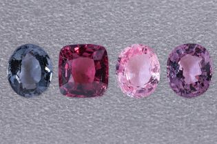 A GROUP OF FOUR LOOSE SPINELS
