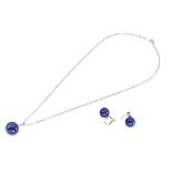 A LAPIS LAZULI NECKLACE AND EARRINGS SET