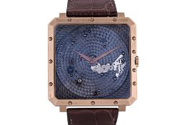 A GUY ELLIA GOLD TIME SPACE OVERSIZED SQUARE WATCH