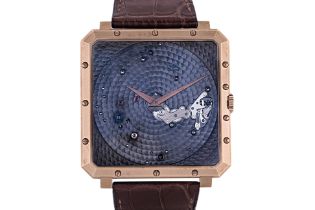 A GUY ELLIA GOLD TIME SPACE OVERSIZED SQUARE WATCH