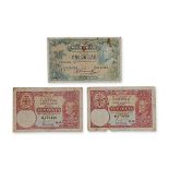 SARAWAK CHARLES BROOKE 1 DOLLAR 1935; 10 CENTS 1940 (3)