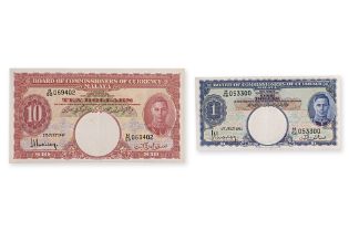 MALAYA GEORGE VI 1 DOLLAR; 10 DOLLARS 1941 (2)