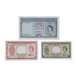 MALAYA & BRITISH BORNEO 5; 10; 50 DOLLARS 1953 (3)