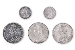 GREAT BRITAIN VICTORIA MIXED SILVER COINAGE (5)